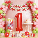 1st Birthday Decorations for Girls, 40 Inch Red Number 1 Balloon, 24