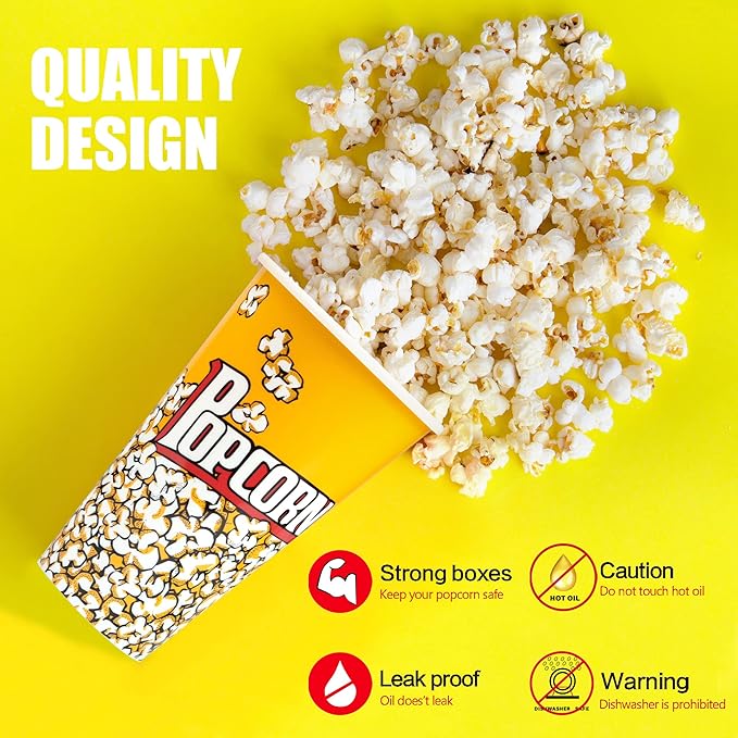 Novelty Place Retro Style Plastic Popcorn Containers for Movie Night