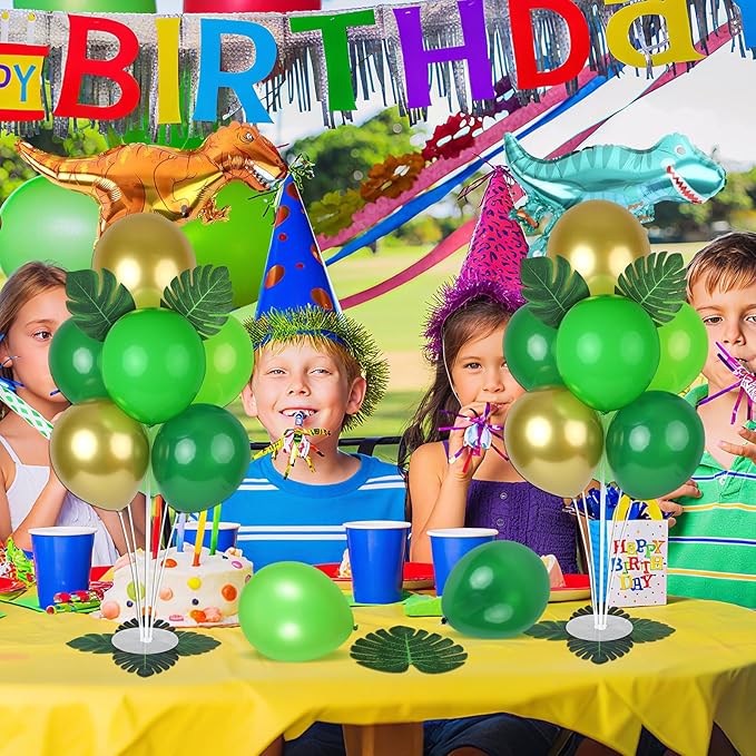 6 Sets Jungle Safari Balloon Stand Kit for Table Gold Green Balloons