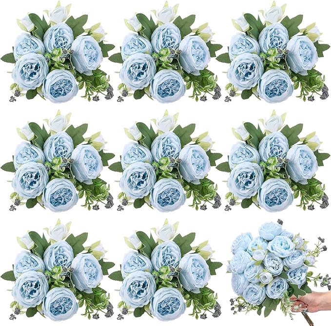 8 Bundles Artificial Peonies Flowers Boho Faux Flowers Arrangements #1