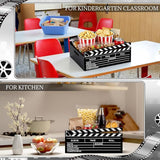 Movie Night Supplies Snack Trays with Handles Reusable Wooden Movie
