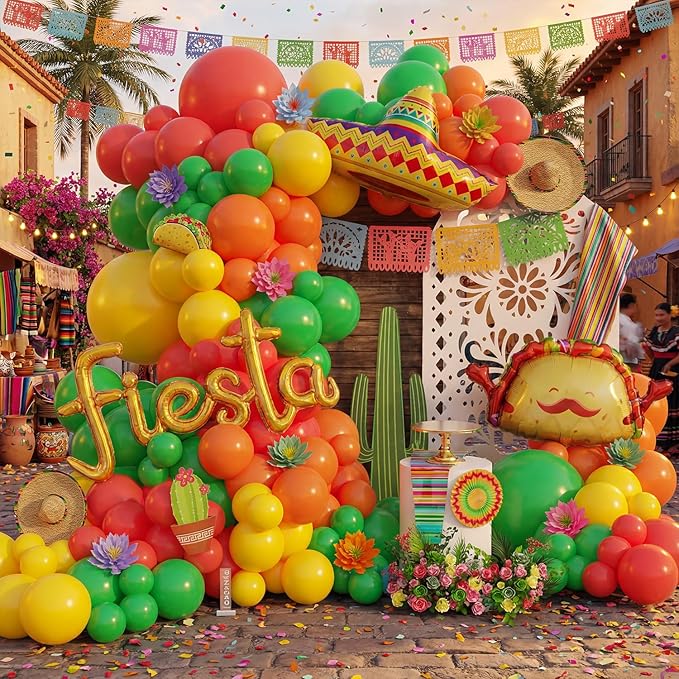 Tesochye Mexican Fiesta Balloon Arch Kit,Cinco De Mayo Party