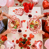 168PCS Red Love Heart Party Supplies for Valentines Galentines