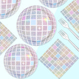 96Pcs Disco Party Supplies Pink Pastel Silver Disco Ball Plates and