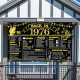 DARUNAXY 50th Birthday Black Gold Party Decoration, Back in 1976