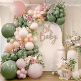 Pink and Green Neutral Balloon Arch Kit, Pink White Green Balloon