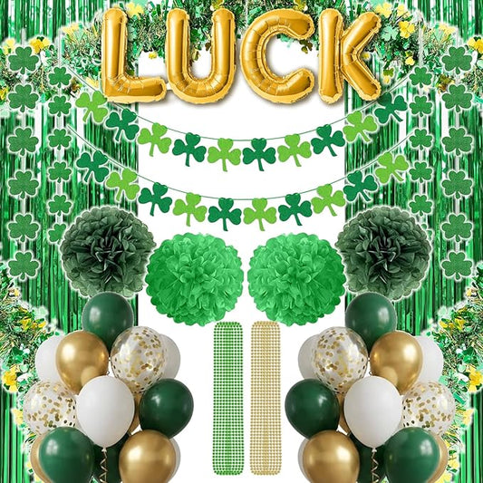 76 Piece St Patricks Day Decorations Kit Party Favors Include Foil