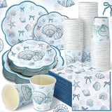 250 Pcs Seashell Party Decorations Plates and Napkins Beach Theme