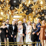 KARLURE Black and Gold Balloons Arch Kit with Black Gold Confetti