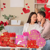 144PCS Valentine's Day Party Supplies Valentines Day Tableware Set