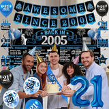 21st Birthday Decorations for Him Black Blue Back in 2005 Birthday