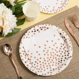 HOMIX 175 Pieces Rose Gold Party Supplies - Rose Gold Dot on White