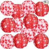 12 Pcs Valentine's Day Paper Lanterns Party Decorations Heart
