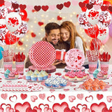 146Pcs Valentine's Day Party Tableware Set Red Heart Love Disposable