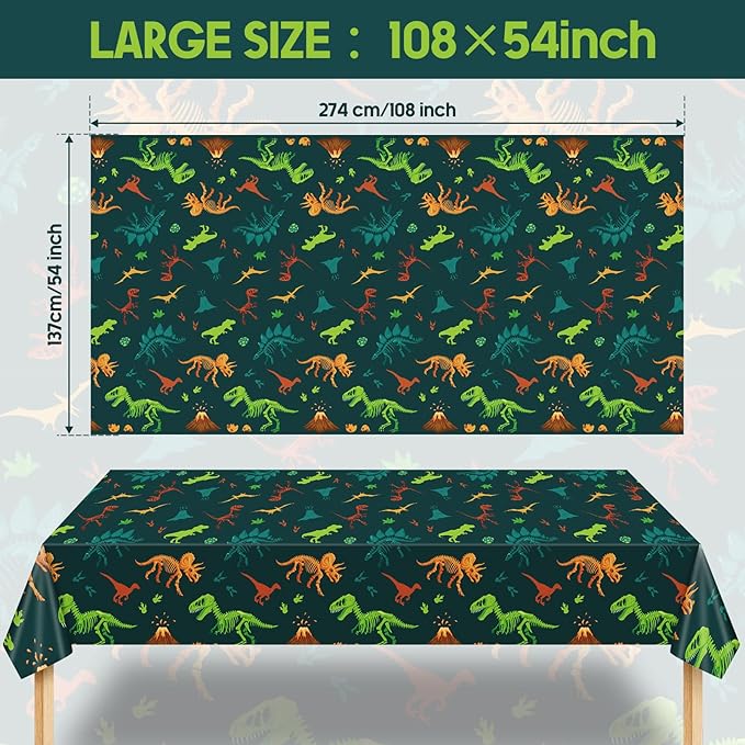 Tudomro 1 Pcs Dinosaur Plastic Party Tablecloth Dinosaur Birthday