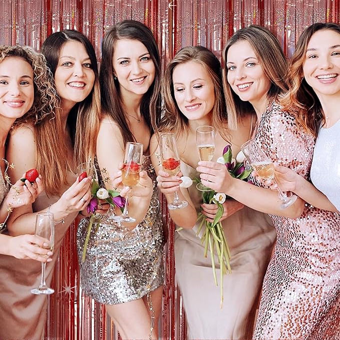 Tinsel Curtain Party Backdrop Rose Gold Birthday & Wedding
