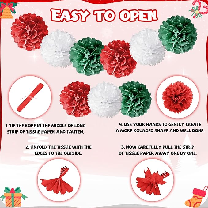 Red Green Christmas Decorations,Merry Christmas Decor Banner Paper