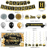 Black Gold Retirement Party Decorations Happy Retirement Banner