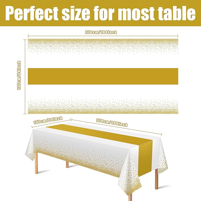 OHOME 4 Pack Disposable Plastic Table Cloths for Parties,White and