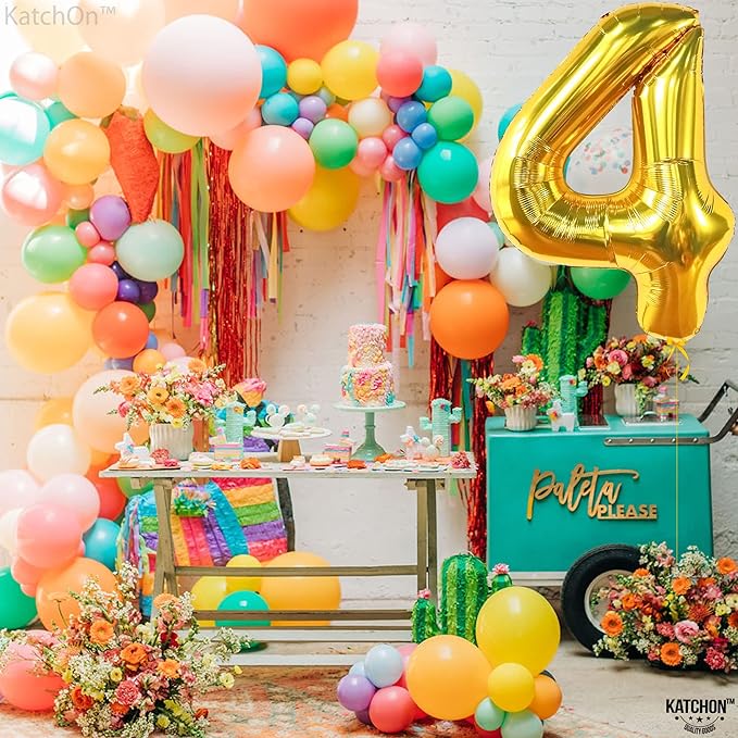 KatchOn, Gold Number 4 Balloons - Big, 40 Inch | 4 Birthday Balloon