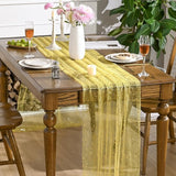 Artoid Mode Light Yellow Gold Gauze Table Runner 120 Inch 10FT,