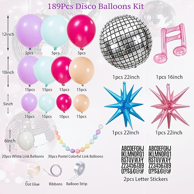 189Pcs Pink Purple Balloon Garland In My Teenage Princess Birthday