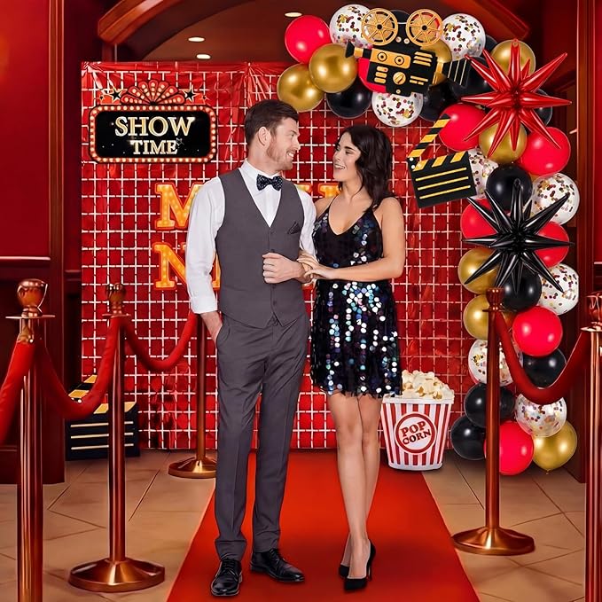 Movie Night Party Decorations Movies Themed Red Black Gold Balloon