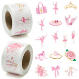 BeYumi 1000Pcs Ballet Dance Themed Stickers in 2 Rolls Pink Dacing