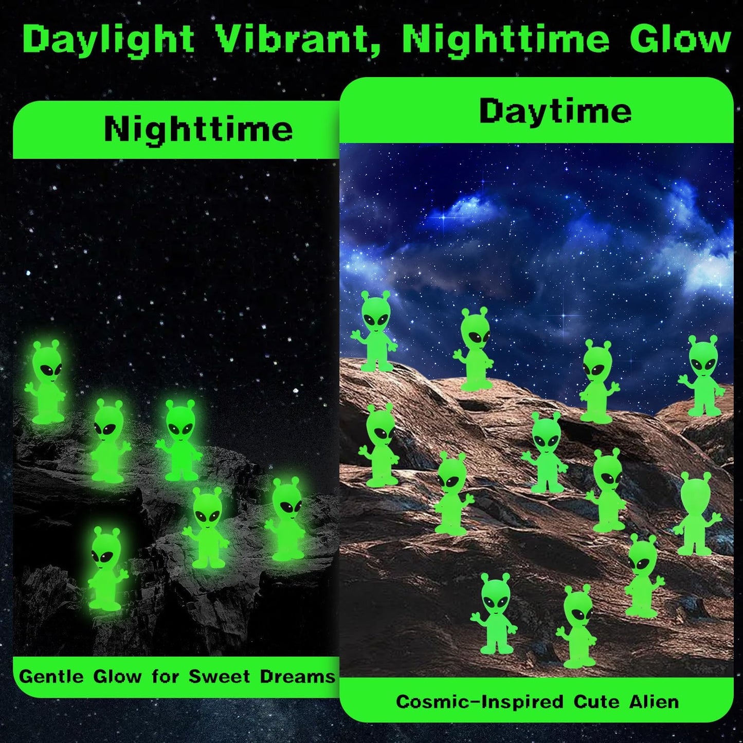 120 Pcs Mini Alien Figures Glow in The Dark, Small Luminous
