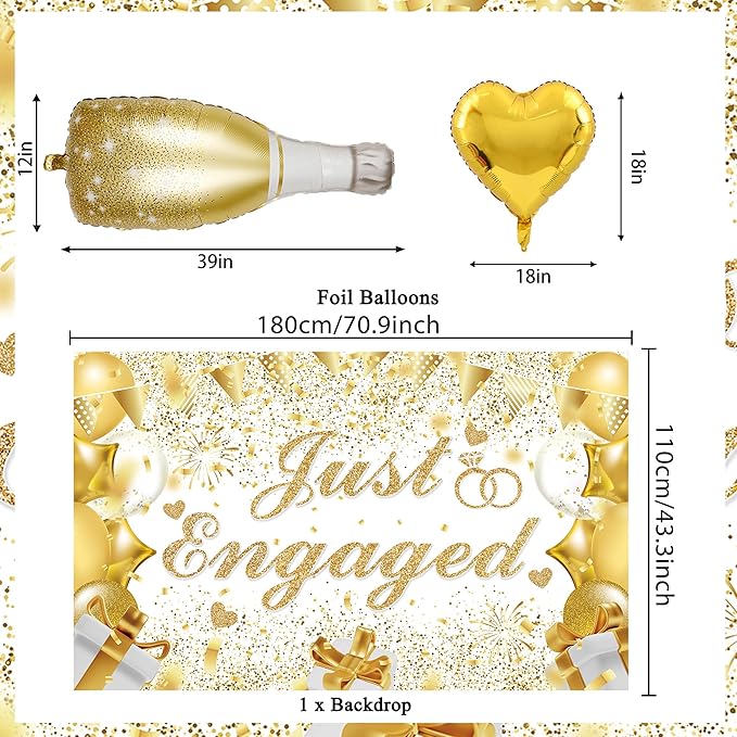 Gold Engagement Party Decorations for Couple Just Engaged Backdrop