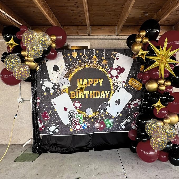 Black Burgundy Gold Balloons Arch Kit Maroon Black Gold Balloons