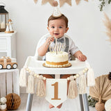 First Birthday Party Decorations Light Brown High Chair Banner 1st