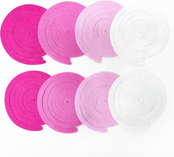 36 Pcs Hot Pink Hanging Swirl Decorations Ombre Pink White Felt Swirl