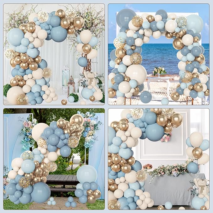 Amandir 153pcs Dusty Blue Balloon Garland Arch Kit, Different Sizes