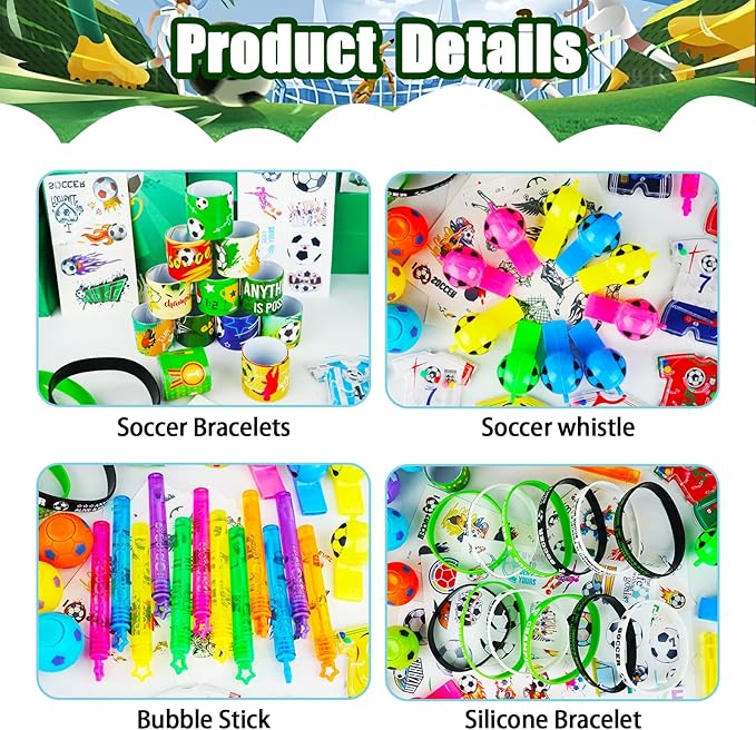 158Pcs Soccer Party Favors 12 Guests Set Soccer Goodie Bag Stuffers