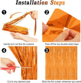 2 Pack Backdrop Curtains, 3.28 FT x 7.05 FT Orange Color Tinsel