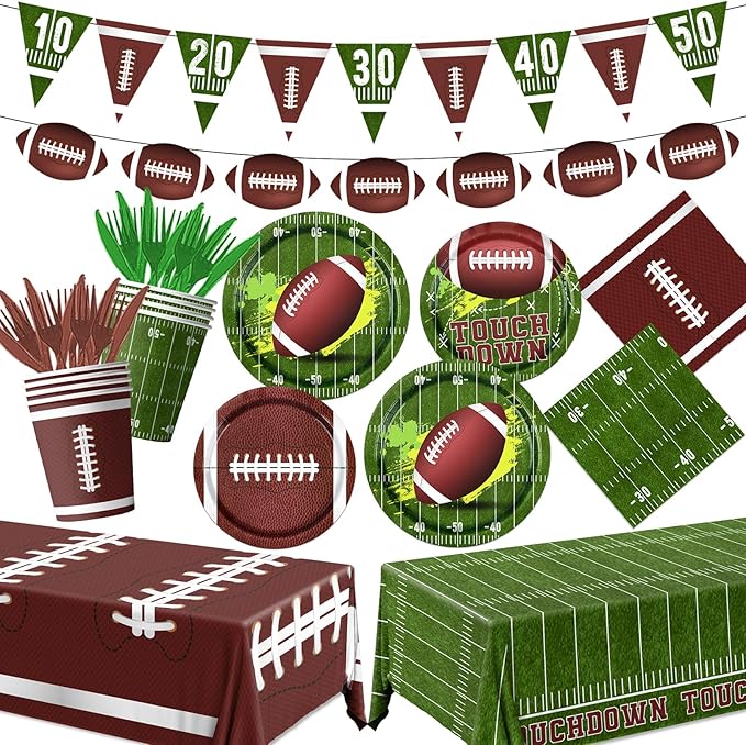 178Pcs Football Party Supplies Tableware Kit Serve 25 Football Party