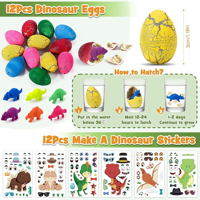12 Sets Dinosaur Party Favors for Kids Birthday Magnifying Glasses