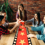 2 Pcs 13 x 72 Inch Movie Night Table Runner with Gold Star