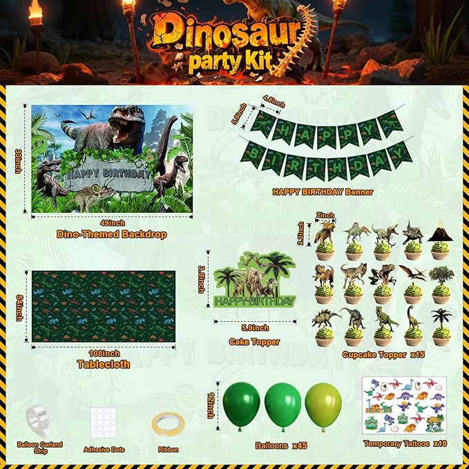 Dinosaur Birthday Party Decorations for Boys Complete Kids Dino