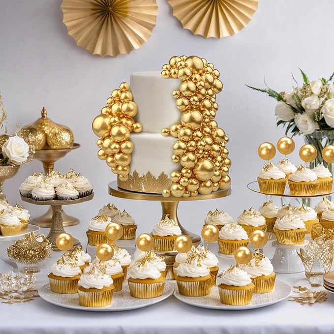 113 PCS 5 Size Ball Cake Picks Colorful Ball Shaped Cake Topper Pearl