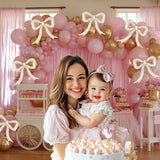6pcs Cream White Bow Foil Balloons Mylar Bow Balloons for Coquette