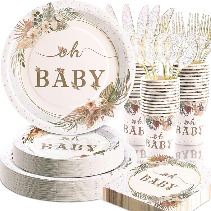 168 Pcs Boho Its A Girl Baby Shower Decorations, Boho Baby Shower