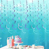 36 Pcs Mermaid Hanging Swirl Decorations Teal Purple Felt Swirl