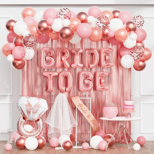 65 Pcs Rose Gold Bridal Shower Decorations White Pink Rose Confetti