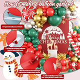 Christmas Balloon Arch Red Green Gold Balloon Garland Metallic