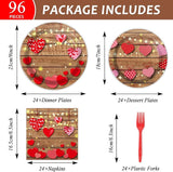 96 Pcs Valentine's Day Party Paper Plate and Napkins Valentine Party