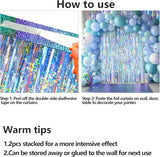 2 Packs Iridescent Foil Fringe Curtain, Neon Transparent Holographic