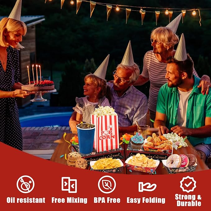 Movie Night Snack Trays with Popcorn Bags and Food Trays Movie Night