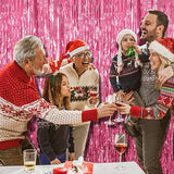 2 Pack Pink Backdrop Party Decorations Tinsel Curtain Party Backdrop